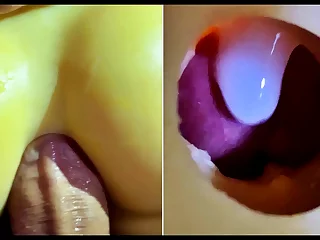 Amatir gay Rusia membuat pantatnya diisi dengan air mani oleh boneka seks: Anal homoseks pria video